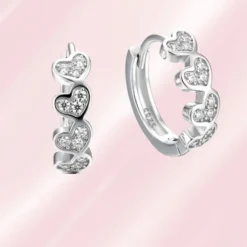 Boucles d'oreilles femme argent 925 avec motif quatre cœurs sertis de zirconiums brillants - Ophélie Bijoux