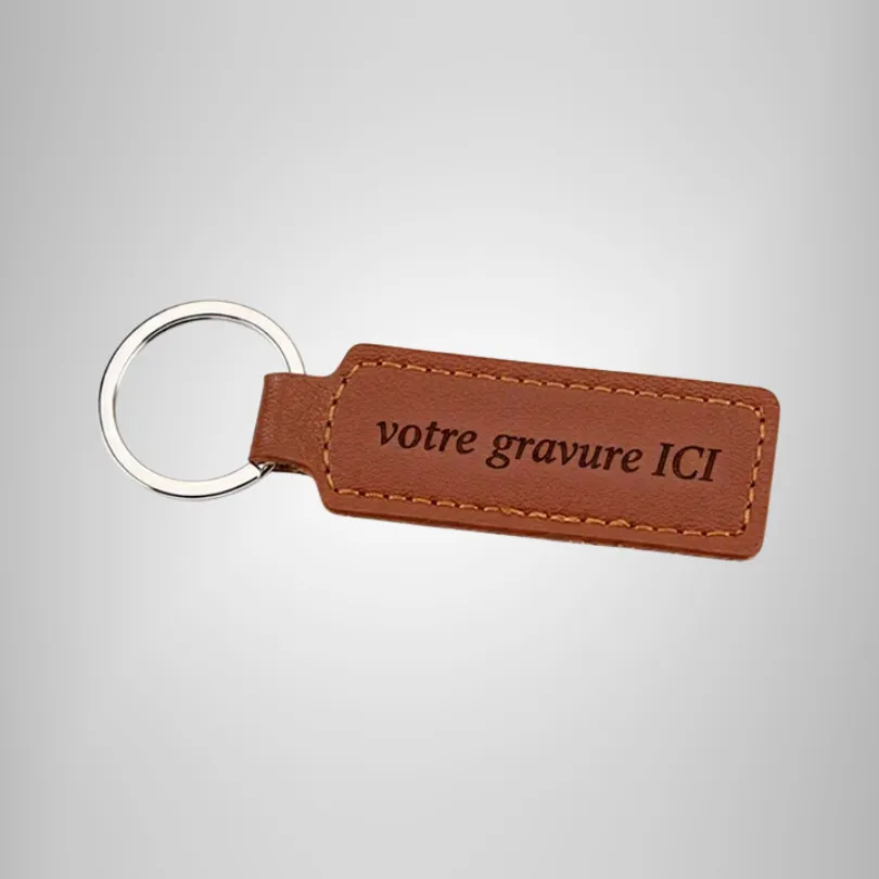 Porte clés Cuir 1 Porte clés cuir :PU marron personnalisé gravé idée cadeau homme femme anneau argenté.