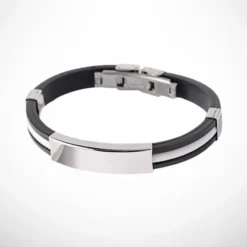 Accueil 36 Bracelet homme en cuir, acier inoxydable avec cordon blanc