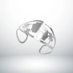 Bague La Réunion argentée en acier 316 représentant la carte de l’île