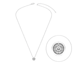 Collier femme en argent 925, pendentif cercle serti de zirconiums en rosace, chaîne fine réglable - Ophélie Bijoux