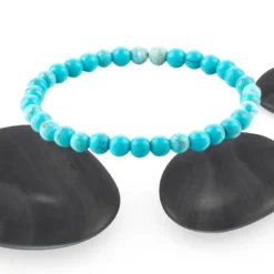 Bracelet élastique perles turquoise naturelle 6mm veinée – bijou bien-être pierre naturelle femme