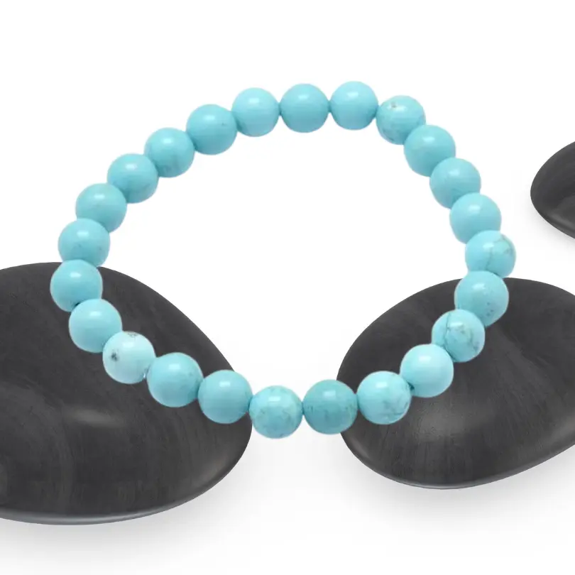 Bracelet Turquoise 3 Bracelet élastique perles turquoise naturelle 8mm – bracelet lithothérapie femme