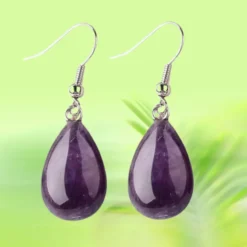 Accueil 20 Boucles d'oreilles pierres naturelles goutte en améthyste violette, monture crochet en acier inoxydable 316, 40x13mm – Ophélie Bijoux