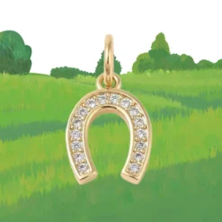 Pendentif Cheval 10 Charm fer à cheval serti de zirconiums blancs en métal doré plaqué or, breloque porte-bonheur brillante pour bracelet ou collier personnalisé